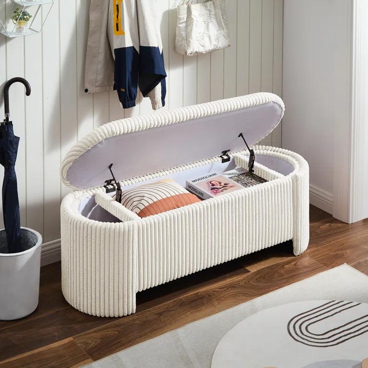 Latitude Run® Nikoma Corduroy Upholstered Storage Bench