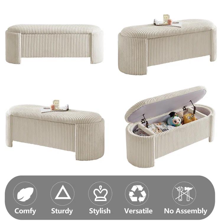 Latitude Run® Nikoma Corduroy Upholstered Storage Bench