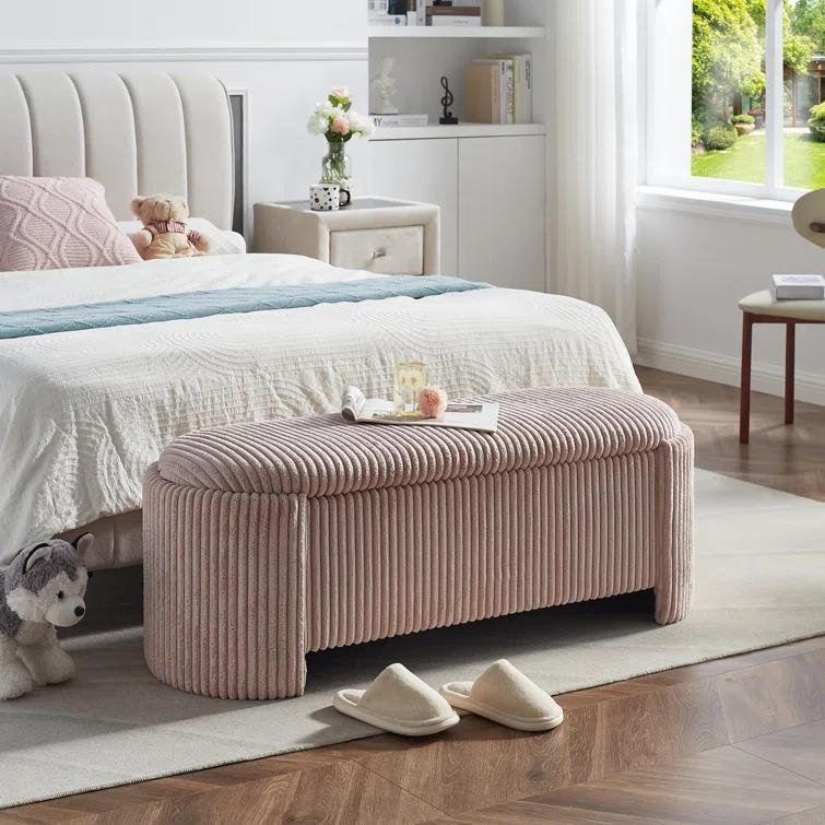Latitude Run® Nikoma Corduroy Upholstered Storage Bench