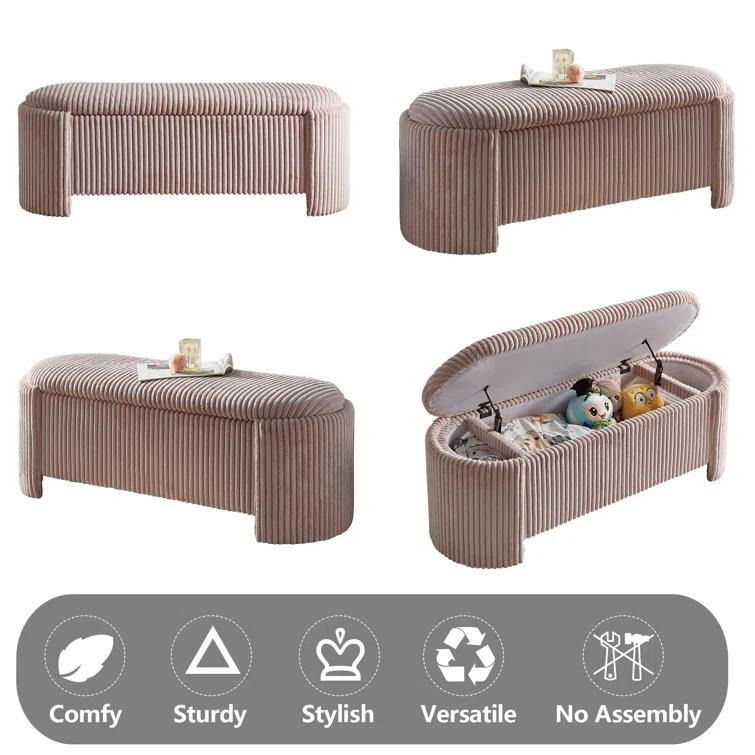 Latitude Run® Nikoma Corduroy Upholstered Storage Bench