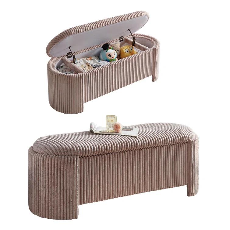 Latitude Run® Nikoma Corduroy Upholstered Storage Bench