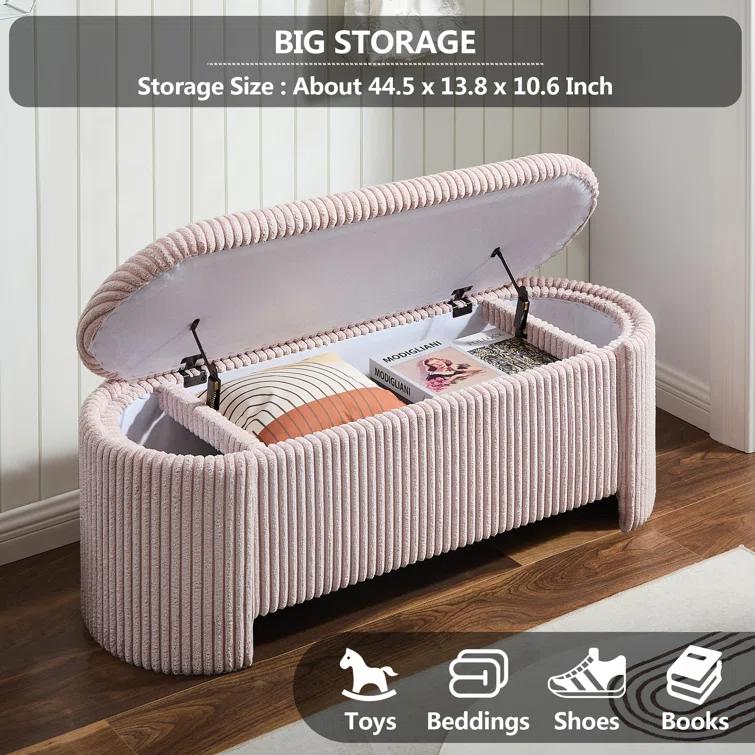 Latitude Run® Nikoma Corduroy Upholstered Storage Bench