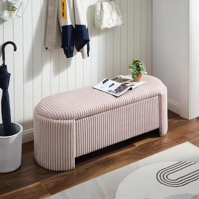 Latitude Run® Nikoma Corduroy Upholstered Storage Bench