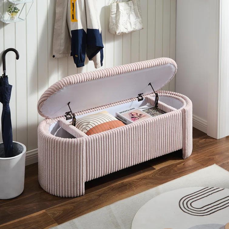 Latitude Run® Nikoma Corduroy Upholstered Storage Bench