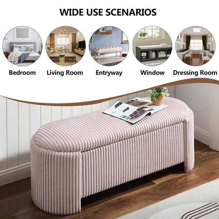 Latitude Run® Nikoma Corduroy Upholstered Storage Bench