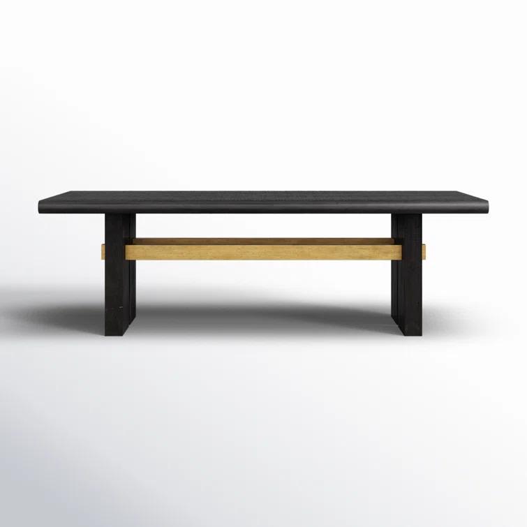 Black and Natural Pine Wood Rectangular Dining Table