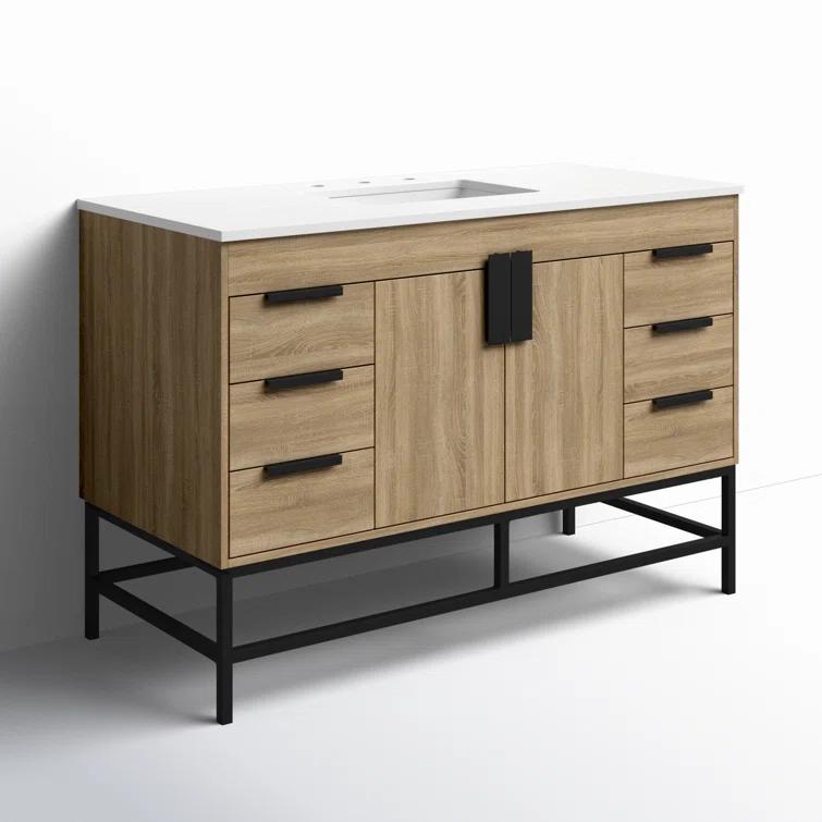 Corley 48'' Single Bathroom Vanity with Engineered Marble Top