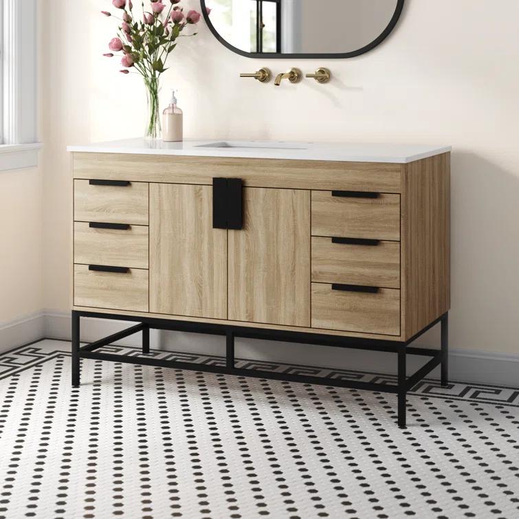 Corley 48'' Single Bathroom Vanity with Engineered Marble Top