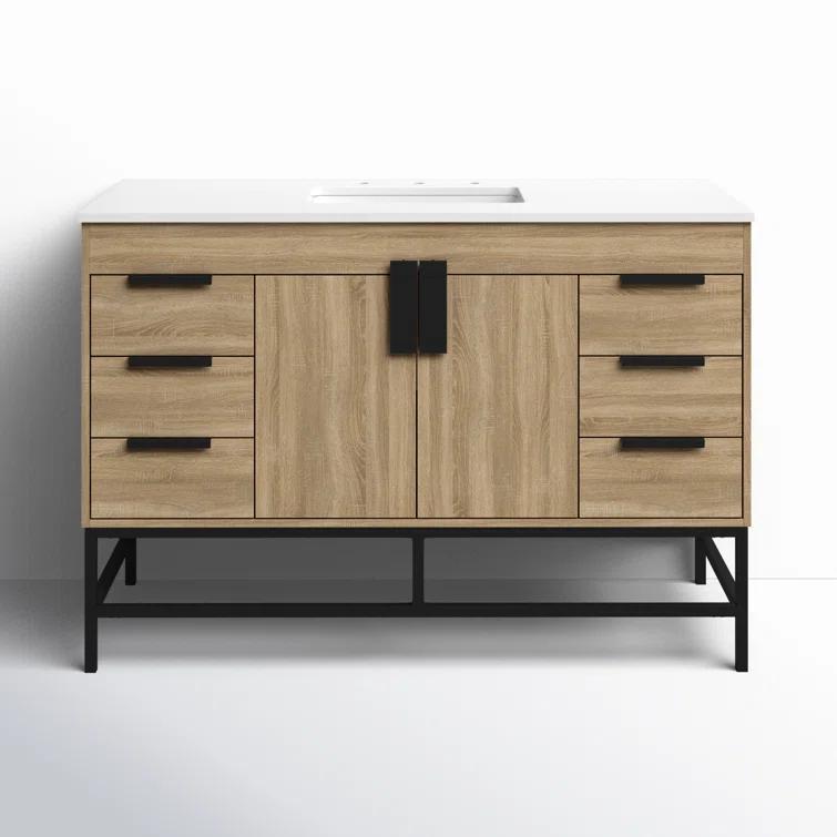 Corley 48'' Single Bathroom Vanity with Engineered Marble Top