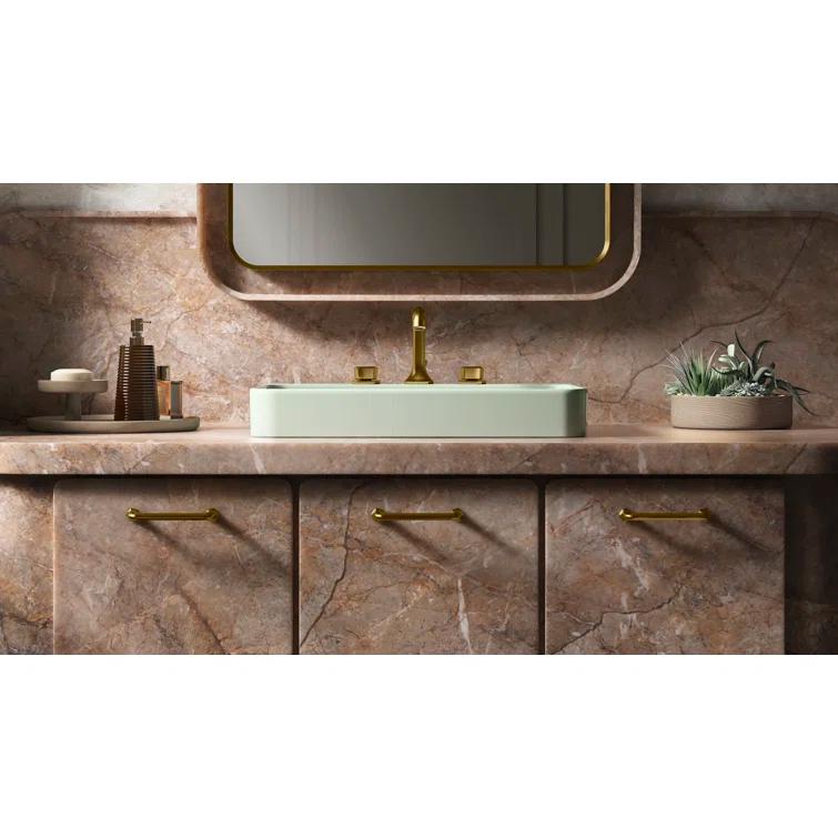 Vox® Vitreous China Rectangular Vessel Bathroom Sink with Overflow