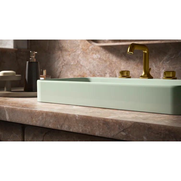 Vox® Vitreous China Rectangular Vessel Bathroom Sink with Overflow