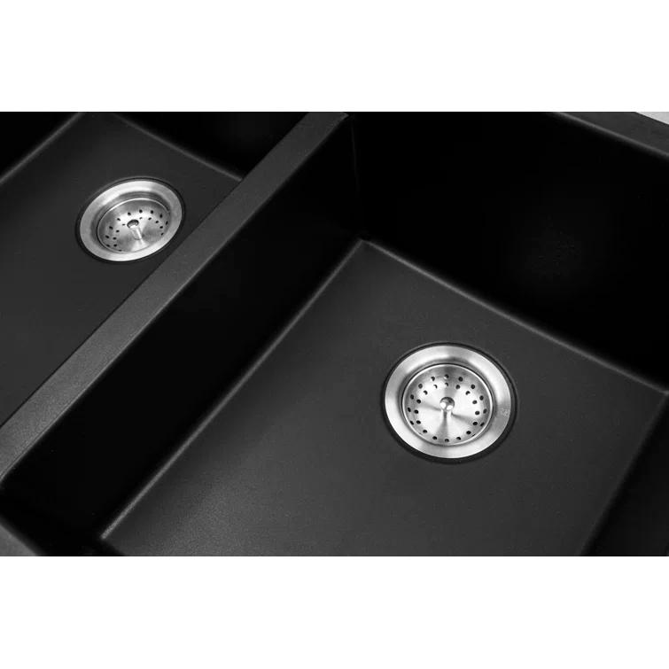 Double Bowl 33" X 19" Quartz Undermount 50/50 Kitchen Sink