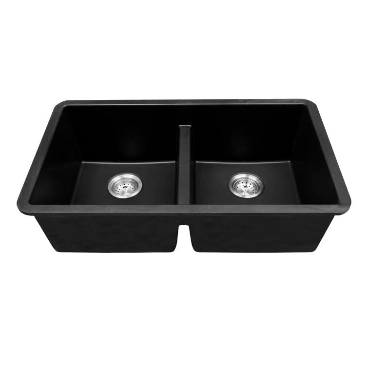 Double Bowl 33" X 19" Quartz Undermount 50/50 Kitchen Sink