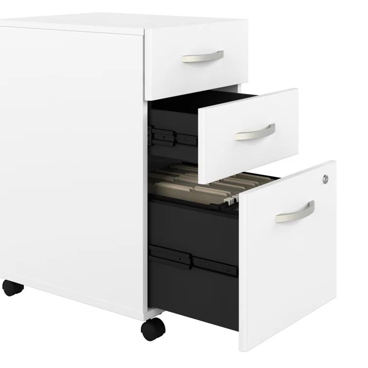 Bush Business Furniture Studio C L Shaped Desk with Mobile File Cabinet and Return