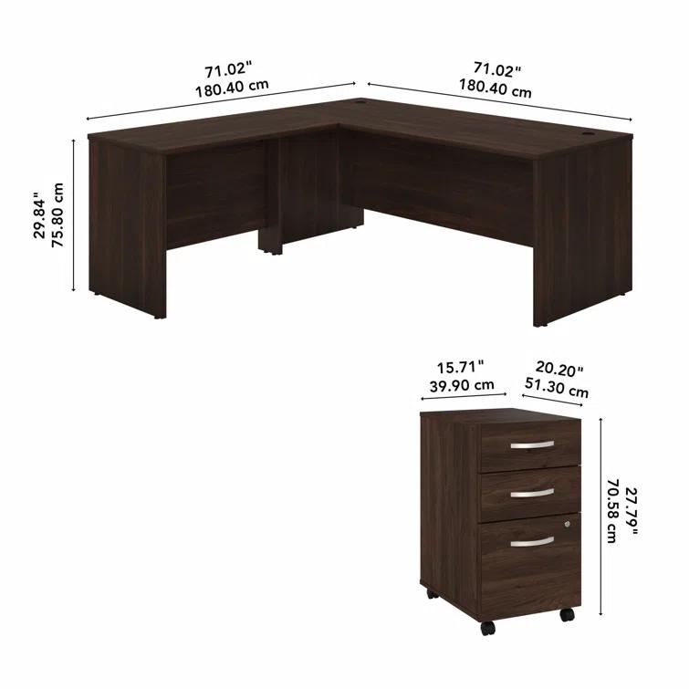 Bush Business Furniture Studio C L Shaped Desk with Mobile File Cabinet and Return
