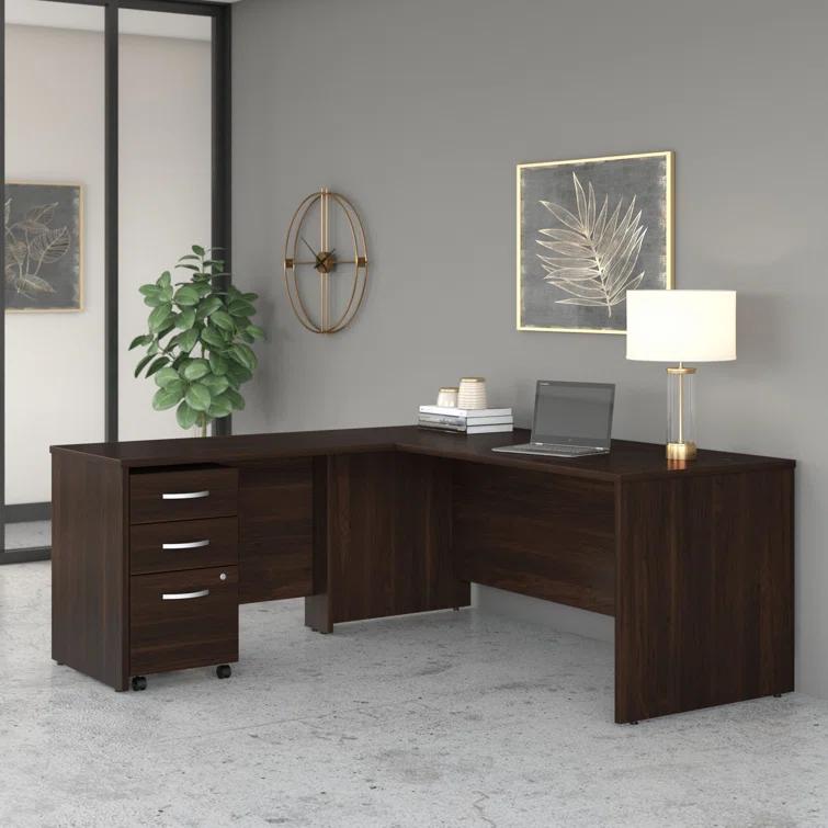 Bush Business Furniture Studio C L Shaped Desk with Mobile File Cabinet and Return