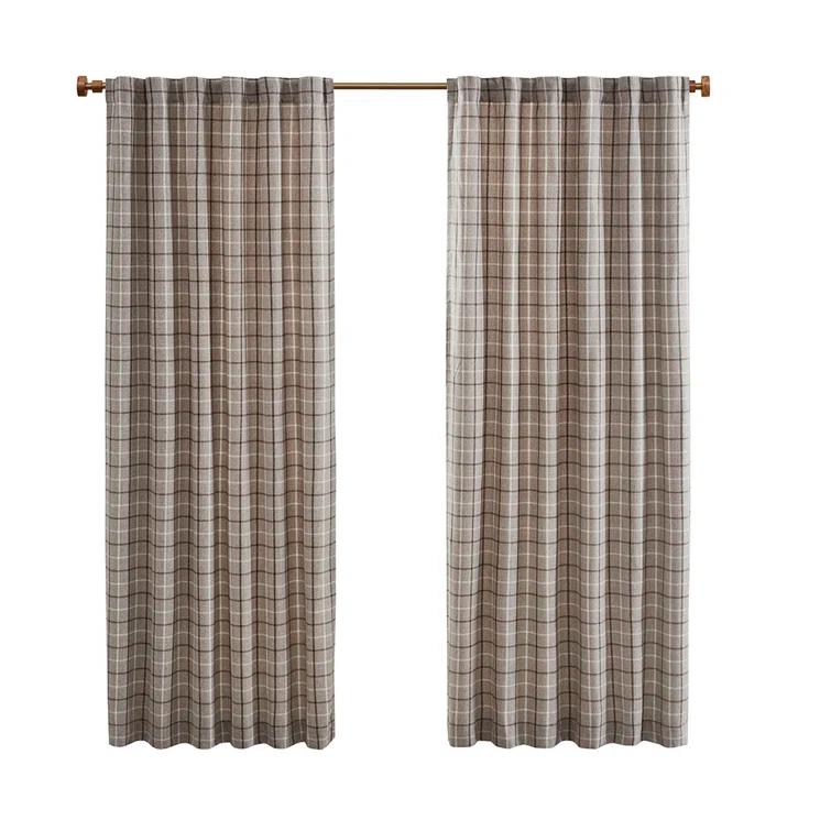 Anaheim Woven Plaid Room Darkening Thermal Fleece Lined Single Curtain Panel