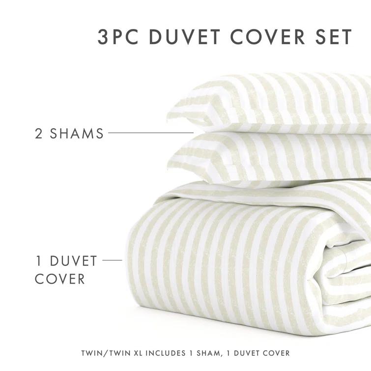 IEnjoy Home Becky Cameron Puffed Rugged Stripe Duvet Cover Set
