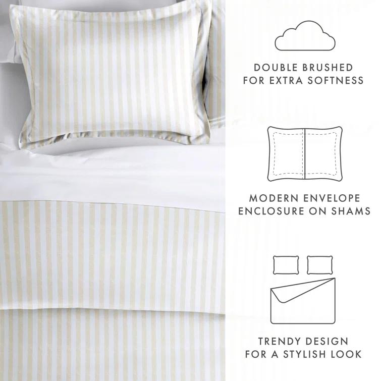 IEnjoy Home Becky Cameron Puffed Rugged Stripe Duvet Cover Set