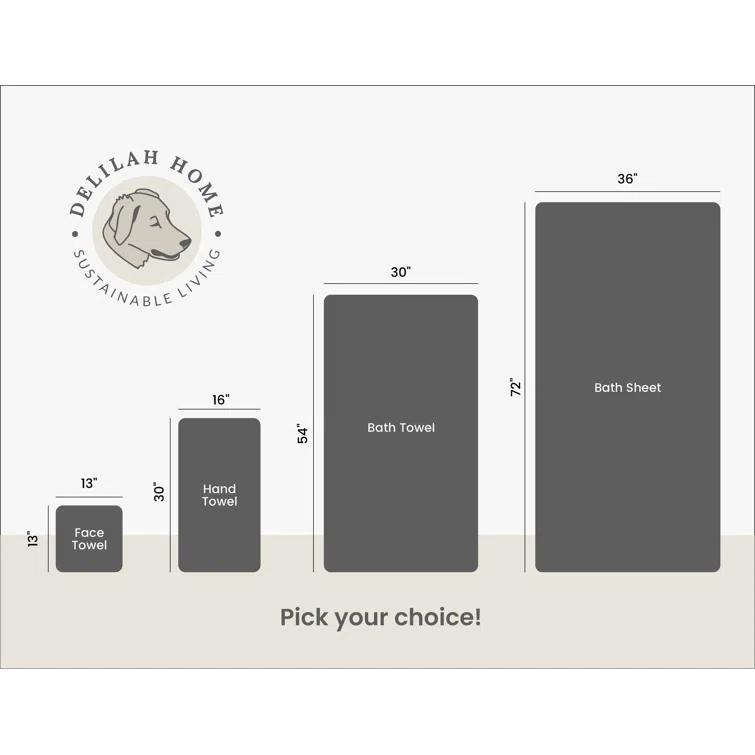 Delilah Home 100% Organic Cotton Towels, 6 piece set (2pcs 13x13,  2pcs 16x30, 2 pcs 30x54)