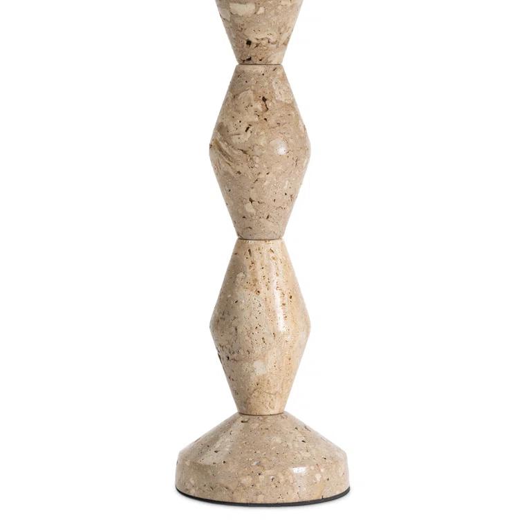 Mid-Century Modern Natural Stone Buffet Lamp with Black Linen Shade