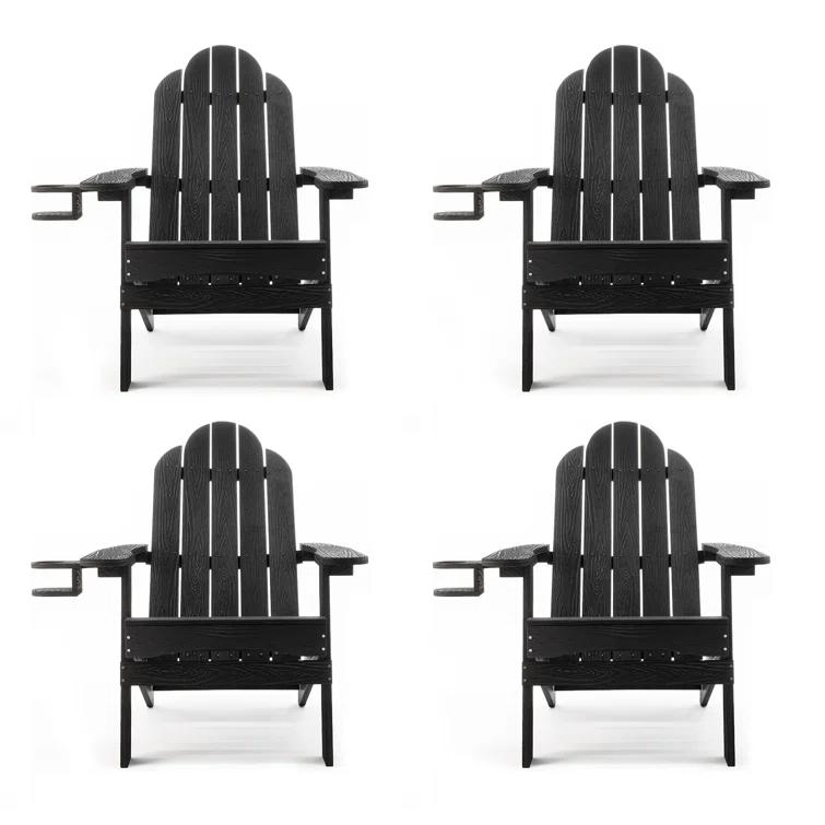 Emerico A Set Of 4 Adirondack Chairs, Foldable Poly Adirondack Chairs, Modern Plastic Adirondack Fire Pit Chairs, Suitable For Terraces, Porches, Decks, Swimming Pools, Gardens, And Backyards