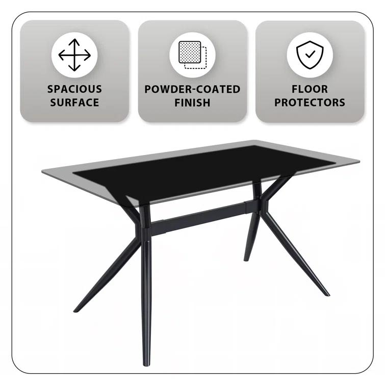 Hokku Designs Senath Modern Dining Table with Sintered Stone Top and Stainless Steel Base