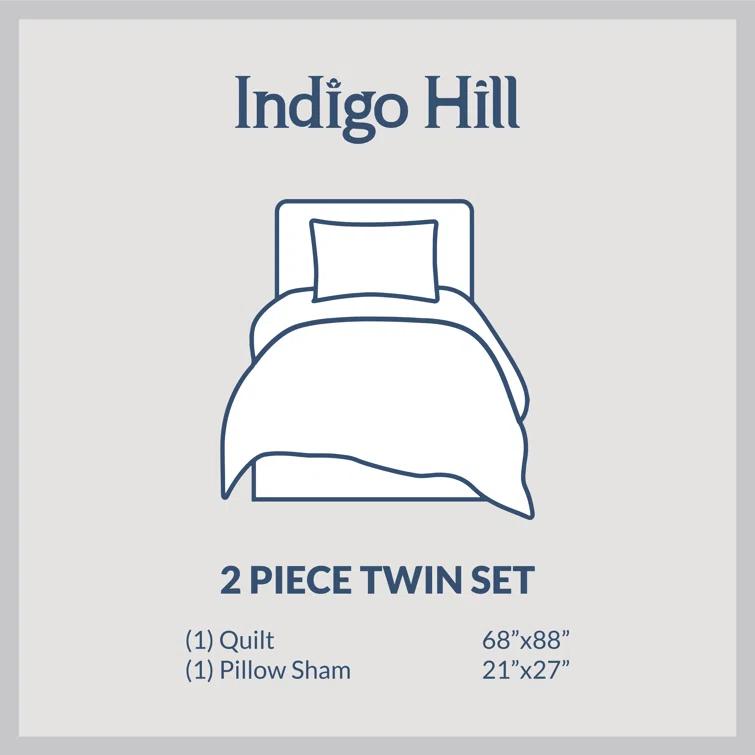 Indigo Hill by HiEnd Accents Cotton Comfort Solid Color Classic Chic Casual Modern Rustic Quilt Set