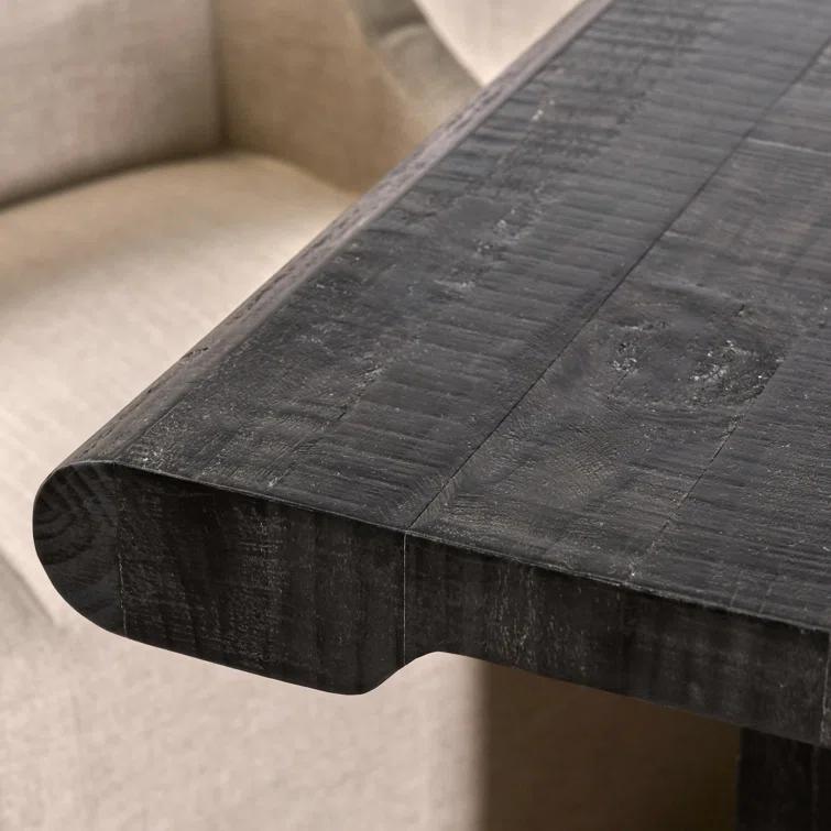 Black and Natural Pine Wood Rectangular Dining Table