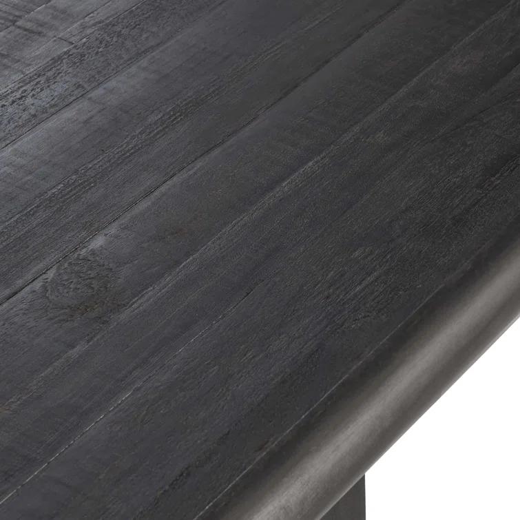 Black and Natural Pine Wood Rectangular Dining Table