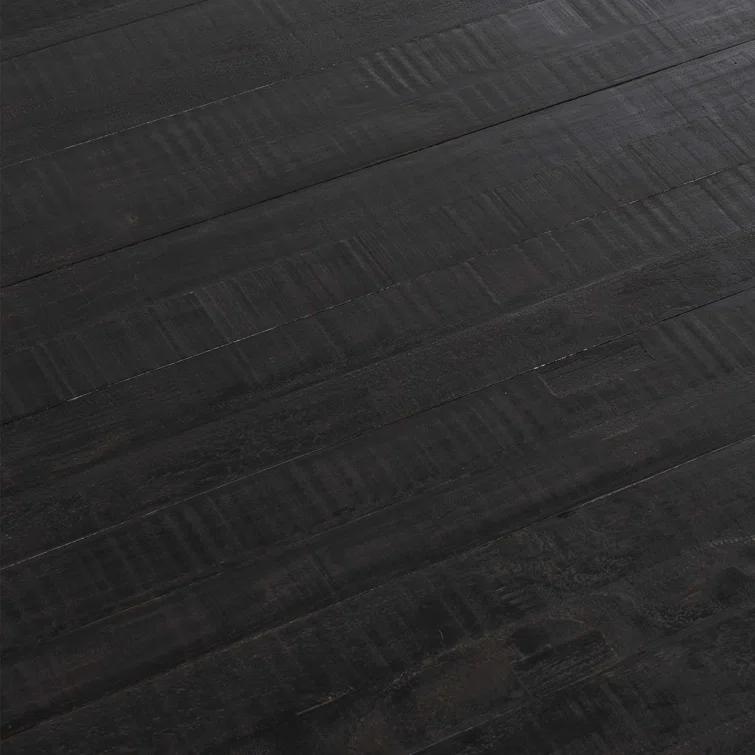 Black and Natural Pine Wood Rectangular Dining Table