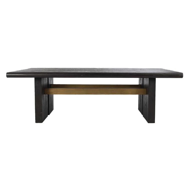 Black and Natural Pine Wood Rectangular Dining Table