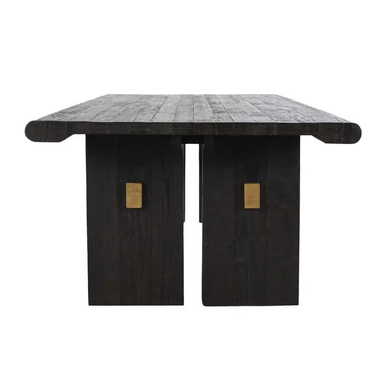 Black and Natural Pine Wood Rectangular Dining Table