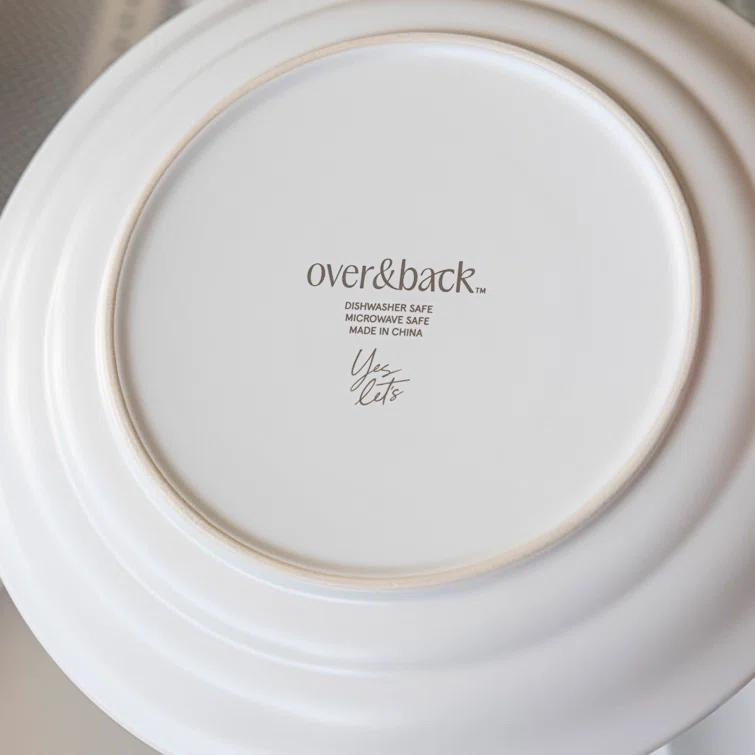 over&back Rimmed 16-Piece Semi Hand-Finished Stoneware Dinnerware Set, Service for 4