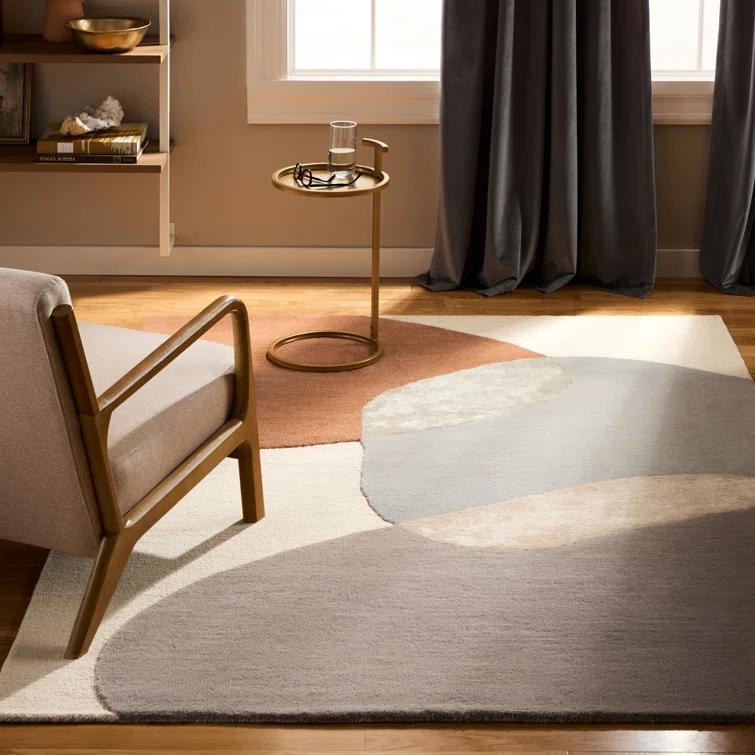 Town & Country Luxe Oslo Abstract Colorblock Handcrafted Area Rug Beige/Rust/Grey
