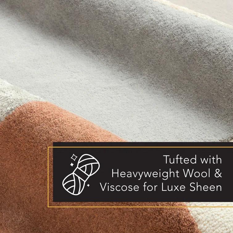 Town & Country Luxe Oslo Abstract Colorblock Handcrafted Area Rug Beige/Rust/Grey