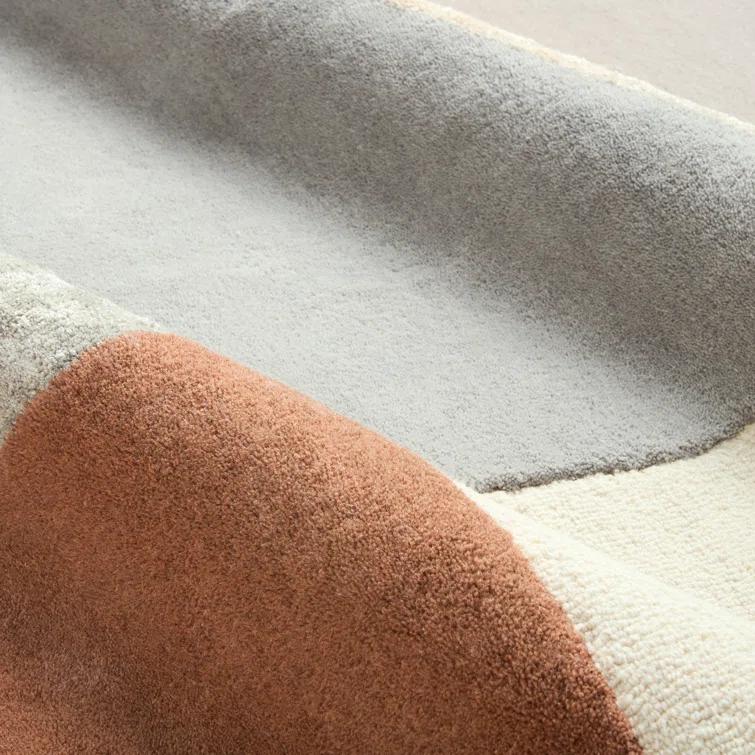 Town & Country Luxe Oslo Abstract Colorblock Handcrafted Area Rug Beige/Rust/Grey