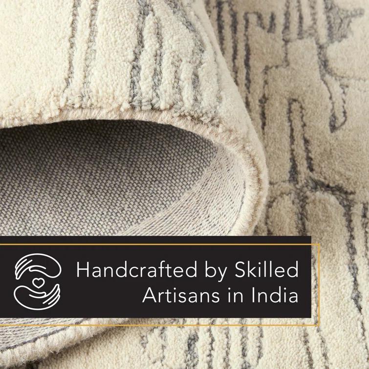 Town & Country Luxe Remin Abstract Line Art Handcrafted Area Rug Beige/Blue