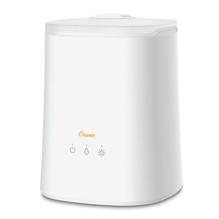Crane USA 1.2 Gal. Cool Mist Ultrasonic Tabletop Humidifier 500 Sq. Ft., With Night Light, For Bedroom