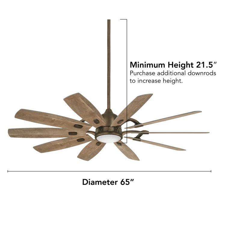 65" Barn 10 - Blade LED Smart Standard Ceiling Fan with Remote Control and Light Kit Included