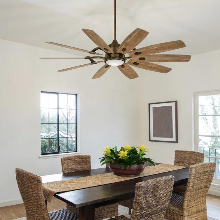 65" Barn 10 - Blade LED Smart Standard Ceiling Fan with Remote Control and Light Kit Included