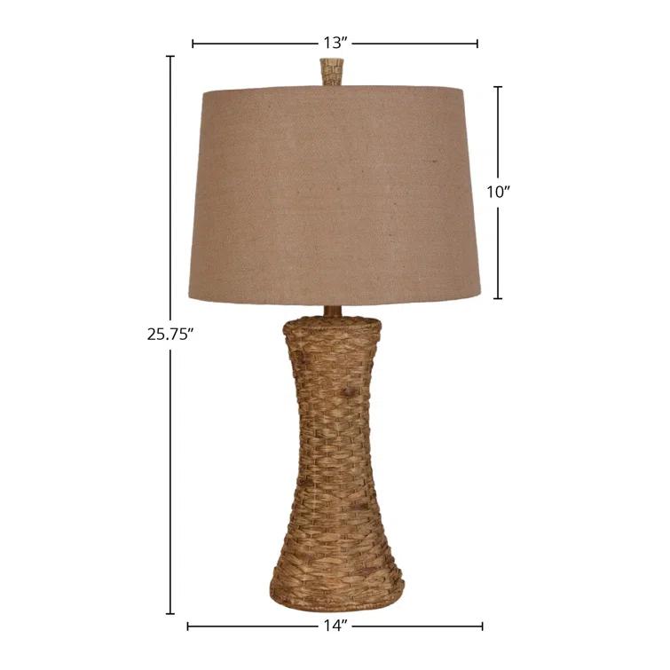 Belita 26" Brown Woven Table Lamp with Linen Shade