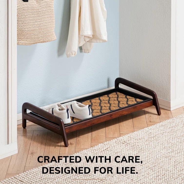 Solid Wood Boot Tray with Non-Slip Base – Waterproof Shoe Storage Cabinet for Entryway, Mudroom & Hallway