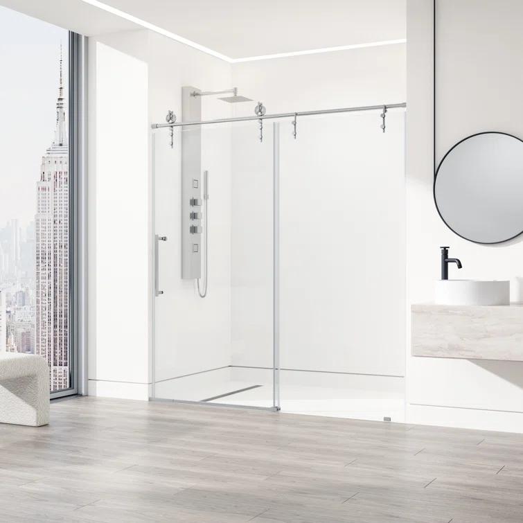 Hamilton 56-60" W x 78" H Sliding Frameless Shower Door with 3/8" Clear Glass