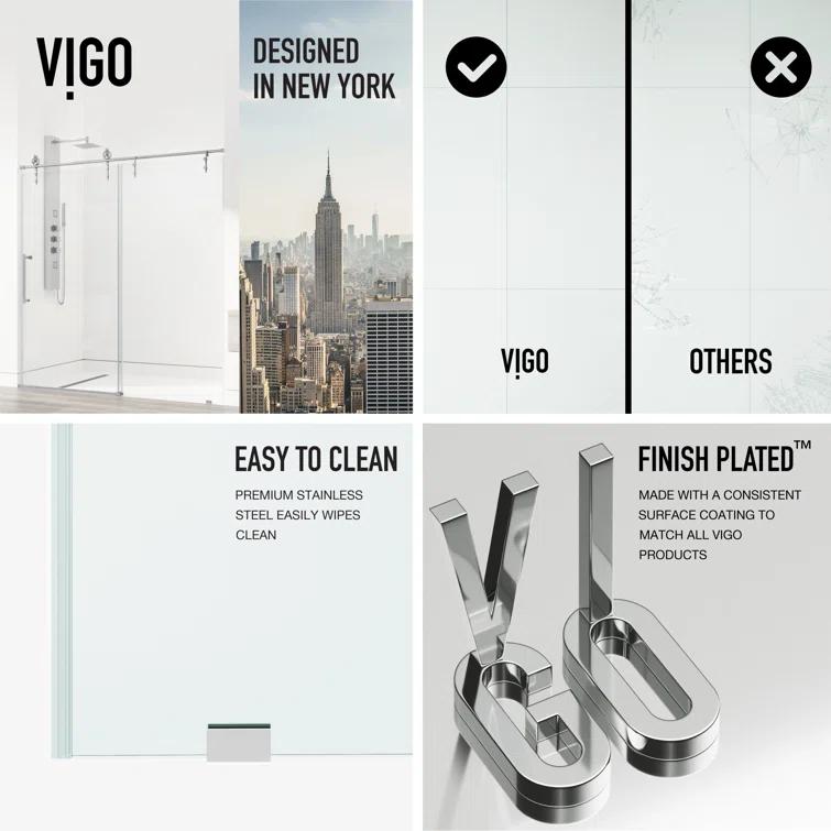 Hamilton 56-60" W x 78" H Sliding Frameless Shower Door with 3/8" Clear Glass