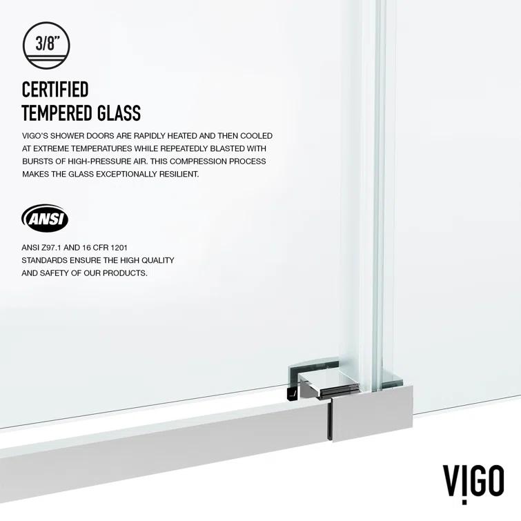 Hamilton 56-60" W x 78" H Sliding Frameless Shower Door with 3/8" Clear Glass