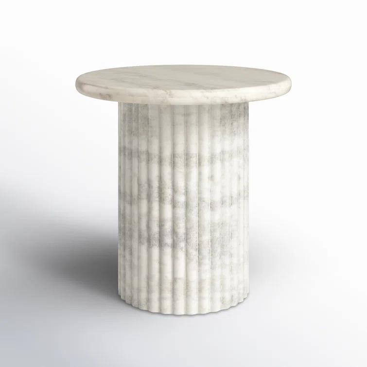 Mercer Round Side Table - White Marble