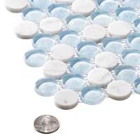 Space 3/4" Penny Round Glass & Natural Stone Mosaic Kitchen Backsplash, Bathroom, Shower, Wall and Floor Tile