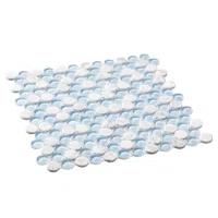 Space 3/4" Penny Round Glass & Natural Stone Mosaic Kitchen Backsplash, Bathroom, Shower, Wall and Floor Tile