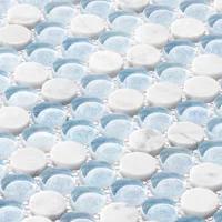 Space 3/4" Penny Round Glass & Natural Stone Mosaic Kitchen Backsplash, Bathroom, Shower, Wall and Floor Tile